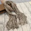 Nuevo Pañuelo de Algodón y Lino 2026 para Mujer, Bufanda de Seda Artística de Color Sólido Delgada de Verano, Bufanda de Cuello Versátil Fruncida, Chal de Protección Solar para Viaje