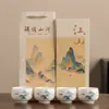 Xícara de chá de cerâmica estilo chinês para sala de estar, xícara para convidados, xícara para degustação de chá, adequada para reuniões anuais, negócios, hotéis, bancos e como presente para estrangeiros