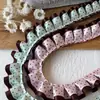 Ponto Rosa Café Borda de Renda Dupla Camada Cor Bloqueio Fino Material DIY para Decoração de Bolsa Fita Porta-Cartão Decoração