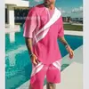 Aliexpress Europeo y Americano Tendencia Masculina Casual Estilo Playa Camiseta con Estampado 3D Texturizado Traje de Shorts Venta al por Mayor Personalización
