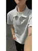 Camisa Polo Falsa de Dos Piezas Estilo Americano, Camiseta de Verano para Hombre de Manga Corta con Remaches, Diseño Desestructurado de Hombro Normal, Diseño Resistente de Media Manga