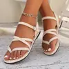 Chanclas de Talla Grande para Mujer, Sandalias Planas Retro de Tira Cruzada, Elegantes y de Moda, Nuevo Modelo Transfronterizo Europeo y Americano 2026