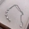 Tiktok mesmo estilo pulseira quadrada de zircônia prateada temperamento feminino design de alto padrão pulseira de corrente de zircônia joia