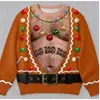 2026 Venta Caliente Sudadera de Punto Grueso Cuello Redondo con Divertido Estampado Digital 3D Abstracto Navideño Venta Directa de Fábrica