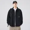 Jaqueta Camisa Masculina 2026 Nova Outono/Inverno 100% Algodão Top para Meninos Retrô Americano Casual Gola Lapela Jaqueta de Trabalho