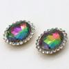Gema de cristal de colores ovalada de 13 x 18 mm para hacer tú mismo, para ropa, sombreros, bufandas, decorativa, con garras y base dorada.