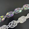 Corrente de diamante oval com borda prateada, corrente adesiva extravagante de diamante, chapéu, meias, vestido, corrente, acessórios de decoração