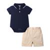 Conjunto de Verão Refrescante para Meninos de Manga Curta Estilo Cavalheiro Macacão de Bebê Shorts de Triângulo para Engatinhar Gravatas Borboleta Conjunto de Duas Peças Amazon
