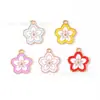 Pendente de Flor de Cerejeira Fresco e Simples em Liga de Zinco Esmaltada Acessórios para Joias DIY Materiais para Decoração de Colar Pulseira Chaveiro