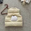 Chaleco de plumón blanco con estampado de pato de dibujos animados para niños, Chaqueta ligera de plumón sin mangas para otoño/invierno para bebés y niños pequeños, Adecuado para usar tanto en interiores como en exteriores