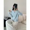 Cardigan de Tricô Puro com Zíper Duplo Blusa de Manga Longa Cor Sólida Jaqueta Pequena Feminina Nova Camisa Externa Macia e Cêrea Simples