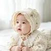 Sombrero de Princesa de Encaje para Bebés Niñas, Sombrero Fino de Primavera/Otoño para Protección de Orejas, Lindo Sombrero con Correa de Lazo para Bebés Pequeños