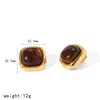 Pendientes de Resina de Nuevo Estilo de Moda Transfronterizos, Pendientes de Acero Inoxidable Chapado en Oro de 18 Quilates de Lujo Ligero de Nicho de Gama Alta