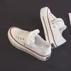 Zapatos de lona blancos de caña baja con suela gruesa para aumentar la altura, con diseño de grulla de almohada, para estudiantes mujeres, zapatillas blancas versátiles, versión coreana, zapatos casuales estilo Harajuku