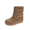 Botines casuales para mujer para otoño, con plataforma interna, plisados, estilo vintage, para personas bajitas, botines cortos de media caña, versátiles