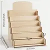 Suporte de Exibição de Madeira Gravado a Laser, Estante de Armazenamento Trapezoidal de Múltiplas Camadas, Suporte de Mesa para Joias, Perfume e Outros Itens