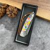 Cuchillo Plegable de Alta Dureza Sakura Turquesa para Uso Doméstico, Exquisito Cuchillo para Fruta, Cuchillo Portátil para Camping y Exteriores, Cuchillo de Acero de Damasco