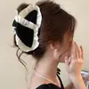 Pinza para el Cabello de Felpa Color Café Melard para Mujer, Otoño e Invierno, Pinza de Tiburón para la Parte Posterior de la Cabeza, Accesorio de Cabello de Alta Gama para Coletas Bajas