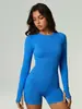 Dfyne Mono Deportivo sin Costuras Estilo Europeo y Americano para Exteriores de Manga Larga con Espalda Descubierta para Mujer, Jumpsuit Casual de Yoga para Fitness