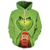 Conjunto de pareja para Navidad y Halloween, sudadera con capucha de manga larga con estampado digital 3D, hoodie casual holgado