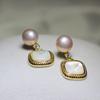 Nova Prata Esterlina S925 Pérola Natural de Água Doce Genuína Joias Brincos Banhados a Ouro 18K Joias de Pérola Zhuji Uma Peça Dropshipping
