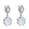 Amazon desea nuevos aretes de ópalo blanco cuadrado de circonita en forma de gota aretes temperamento de mujer aretes de viento simple