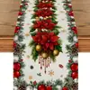 Caminho de Mesa com Estampa de Natal Decoração de Mesa para Festa de Feriado Toalha de Mesa de Natal Toalha de Mesa com Árvore de Natal Boneco de Neve Atacado