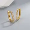 Pendientes Cuadrados Europeos y Americanos de Plata de Ley S925 de Alta Gama Transfronterizos, Pendientes de Moda Personalizados para Mujer, Pendientes Simples en Forma de U