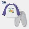 Conjunto Esportivo Masculino Outono Camiseta de Manga Longa e Calça de Moletom Conjunto de Duas Peças Roupas Infantis Roupa para Bebê Calça Longa Camada de Base