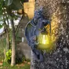Luminária de Parede Dragão Solar com Lanterna, Decoração de Jardim Externo Estátua de Resina com Luz