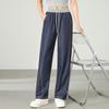Calça Jeans Feminina de Caimento Ajustado com Toque de Tencel, Verão 2026, Calça de Cintura Alta Solta com Barra Larga e Efeito Drapê Emagrecedor, Calça Banana Casual