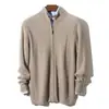 Cárdigan de Cachemira para Hombre Otoño e Invierno Cuello Semi-Alto Chaqueta con Cremallera Suéter de Punto para Negocios Chaqueta de Punto de Moda para Hombre