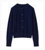 Chaqueta Cardigan de Lana 100% con Botones Grandes de Flor 2025 Nuevo Color Puro Suave Cerosa Holgada Suéter Cardigan Ropa Exterior para Mujer