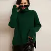 Suéter de cachemira engrosado 2026 nuevo modelo otoño e invierno para mujer, suéter básico de cinco agujas de tres cabos, estilo elegante, corto por delante y largo por detrás