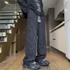 Calça Casual Nova de Veludo Cotelê Xadrez Solta para Homens Estilo Coreano Tendência Versátil Calça de Verão Fina com Caimento Calça de Perna Larga