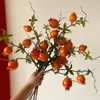 Flor de Romã Arranjo de Flores Artificiais Buquê de Flores Secas Frutas Vermelhas Fruta da Fortuna Sala de Estar Decoração de Ano Novo Arranjo Floral