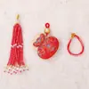 Bolsa de dinero de brocado de la Dinastía Song con borlas de perlas, cierre de anillo, llavero de recuerdo cultural y creativo para DIY, colgante de bolsa
