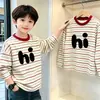 Camiseta base de rayas para niño, de algodón puro, manga larga, estilo nuevo para primavera y otoño