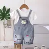 Conjunto de Verano para Niñas 2026 Nuevo Elegante Dibujos Animados Mangas Cortas Overol Conjunto de Dos Piezas para Bebés Ropa de Verano de Moda