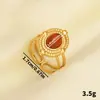 Anillo Abierto de Acero Inoxidable 304 Transfronterizo Francés Vintage para Mujer con Anillo de Piedra Natural Joyería Chapada en Oro de 18K Joyería en stock