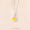 Plata de Ley S925 Colorido Rostro Sonriente Nuevo Colgante Simple Luz de Lujo Moda Cadena para Clavícula Versátil Personalidad Nicho para Mujer Collar