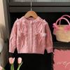 Cardigã Suéter para Meninas 2024 Novo Primavera Tops Infantis Estilo Ocidental Suéter de Tricô Roupas Infantis Top Estilo Ocidental para Bebê Menina