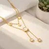 Colar clavícula com franja de zircônia e borboleta estilo vintage francês, elegante e luxuoso, pingente de coração e lua em camada dupla para mulheres