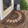 Tapete de Piso de Azulejo Floral Retrô Estilo Americano Transfronteiriço para Entrada, Resistente a Manchas e Fácil de Manter, Tapete de Entrada de Veludo Cristal Doméstico