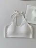 Camisola tipo halter Dopamine para mujer con copas, top strapless, top moderno y único