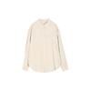 [Shengdu] 25 Outono Novo Estilo Japonês Simples, Relaxado e de Alta Qualidade Conjunto de Duas Peças: Camisa e Colete de Linho Bege com Listras