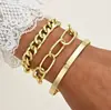 Joias transfronteiriças europeias e americanas: Pulseira de corrente grossa de metal hip-hop, pulseira feminina de corrente de cobra vintage, conjunto de pulseiras, bracelete