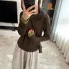 Otoño/Invierno 2026 Nuevo Estilo Coreano Holgado Adelgazante Versátil Casual Tejido de Punto Falso de Dos Piezas para Mujer Capa Base de Terciopelo para Mujer