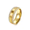 Anillo de Acero de Titanio con Incrustaciones de Diamantes de Doble Fila Full Diamond, Joyería Moderna Europea y Americana para Hombres y Mujeres, Anillo de Dedo Índice de Lujo Ligero de Nicho