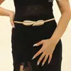Cinto Feminino Fino Decorativo para Vestido Simples Fashionável Versátil Cinto Metálico Dourado Ajustável Feminino em estoque